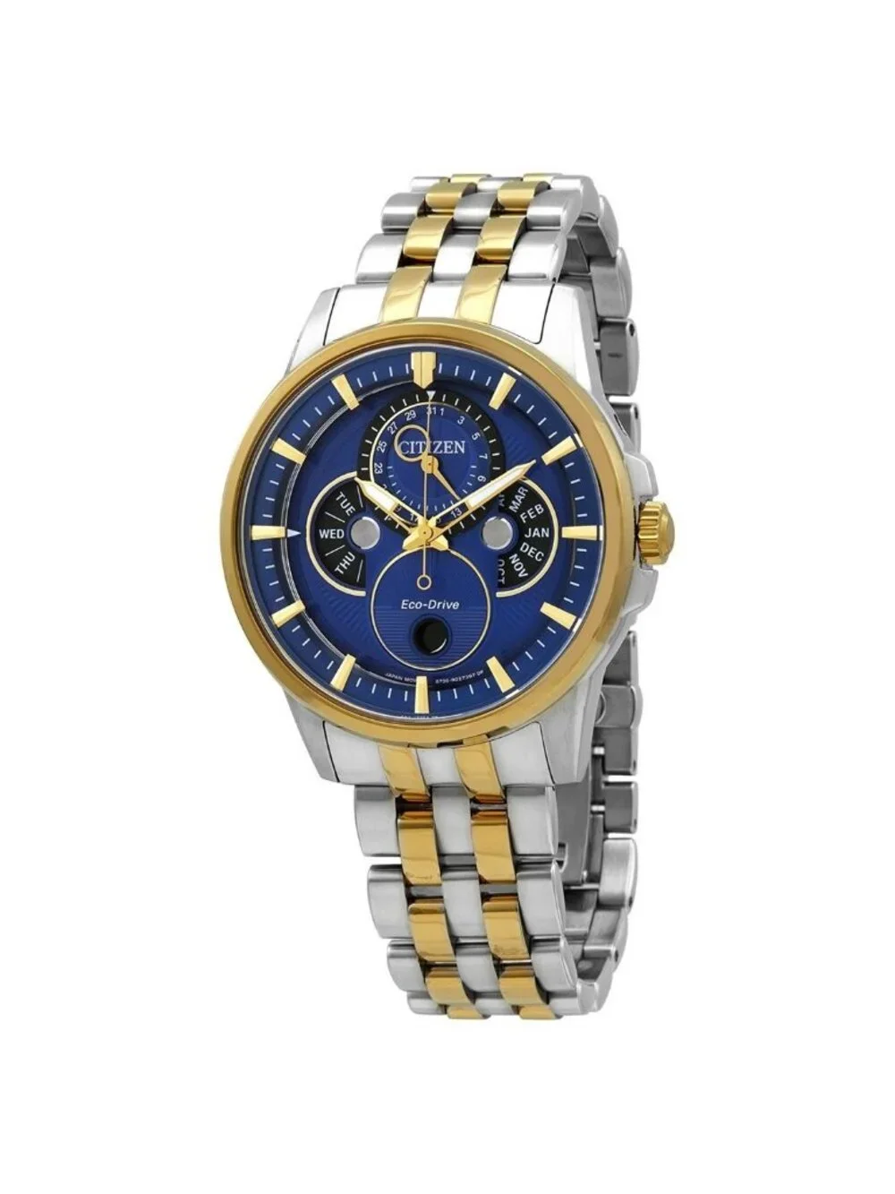 NWT Citizen Calendrier Multi-function Blue Dial Two-tone Men's Watch